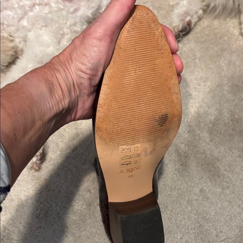 J. Crew Dark Brown Croc-Embossed Ankle Boots - Picture 8 of 8
